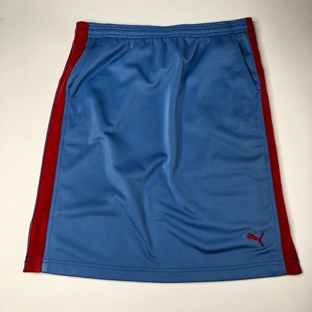 PUMA Active Sporty Shiny Blue & Red Stretchy Athletic Elastic Waist Sporty Skirt